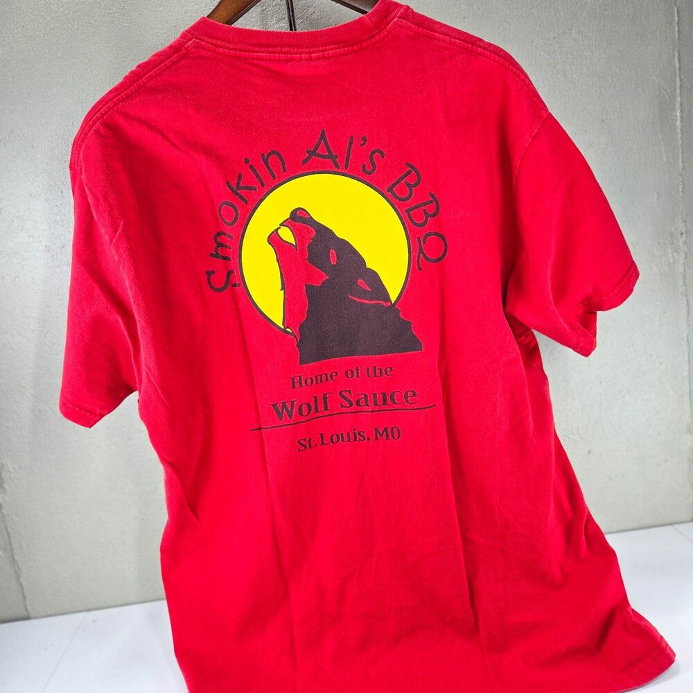 Vintage Smokin Al’s BBQ St. Louis Wolf Sauce T-Shirt Hanes Beefy-T XL